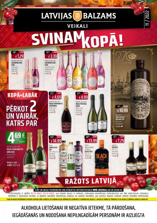 Latvijas balzams veikalu akciju avīze NOVEMBRIS 2022 (cenas var atšķirties no cenām e-veikalā)