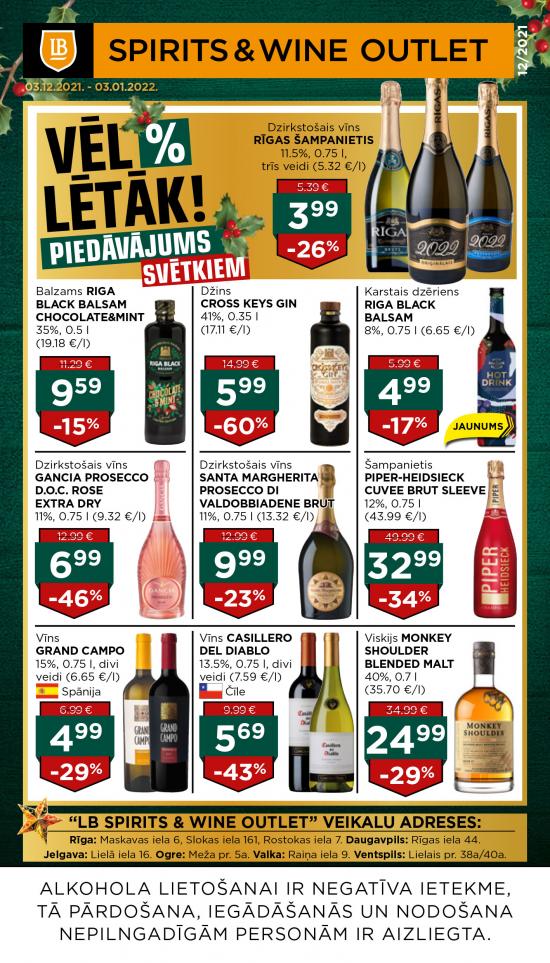 LB Spirits&Wine Outlet akcijas decembris (cenas var atšķirties no cenām e-veikalā)