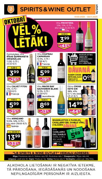 LB Spirits&Wine Outlet akcijas oktobrī (cenas var atšķirties no cenām e-veikalā)