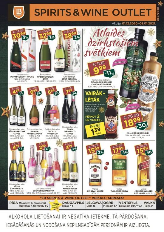 LB Spirits&Wine Outlet akcijas decembrī (cenas var atšķirties no cenām e-veikalā)