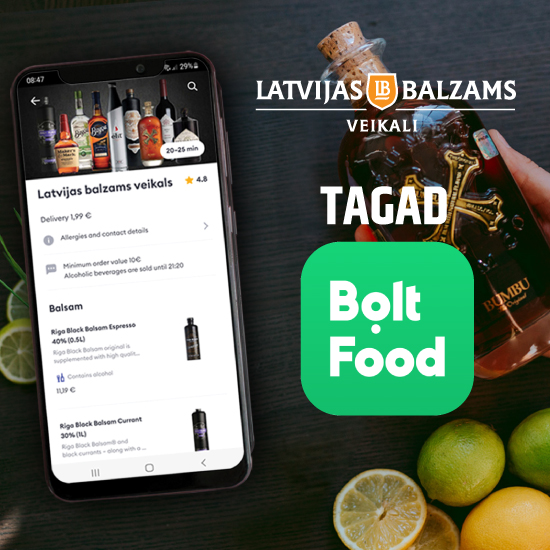 Latvijas balzams veikali tagad BOLT FOOD aplikācijā!